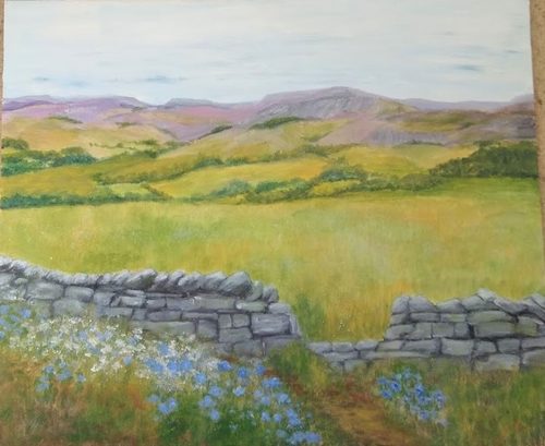 Chris D, Over the wall, Northumberland, acrylic.